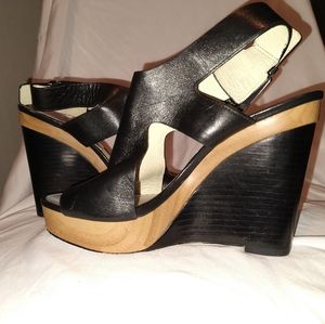 MK Women Wedge Heels ankle strap buckle.
